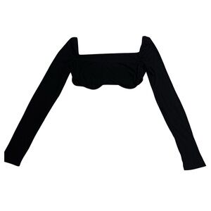 SHEIN Long Sleeve Cropped Top Shirt Black Small